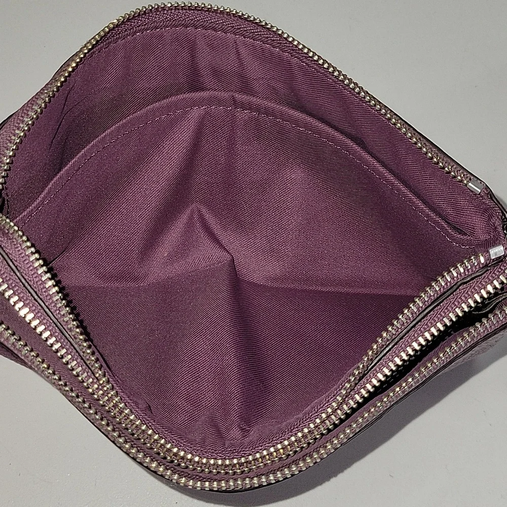 Coach Purple Pebble Leather Wristlet Clutch Bag F87587